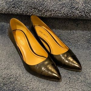 Nine West Black Leather Pump High Heels size 6